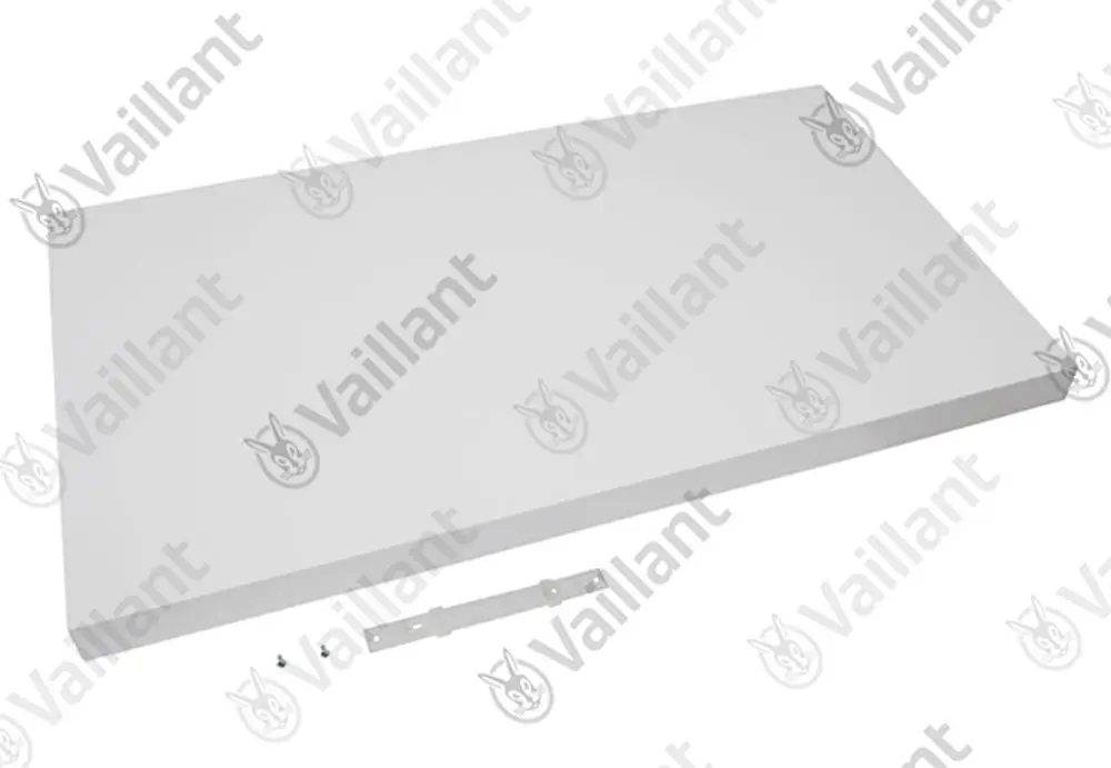 Vaillant Seitenblech in Weiß, rechte Seite, flaches rechteckiges Element mit einer Halterung, geeignet für spezifische Heizsysteme.